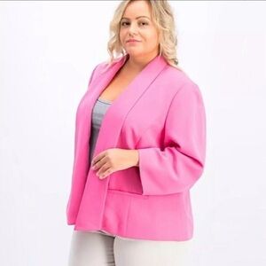 Kasper Pink Blazer Long Sleeve Open Front Size 14